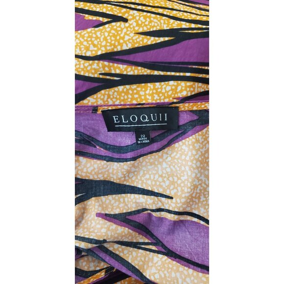 ELOQUII DRESS PURPLE/ORANGE LONG SLEEVE COTTON SIZE 22(3X) - Picture 7 of 9